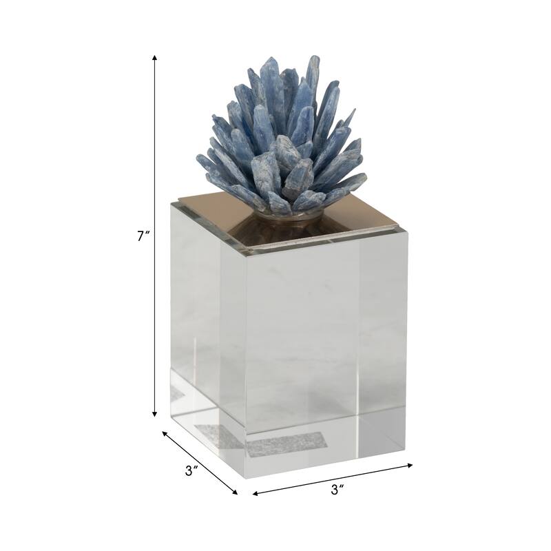 Sagebrook Home Julia Blue Stone Crystal Block, Perfect for Decor