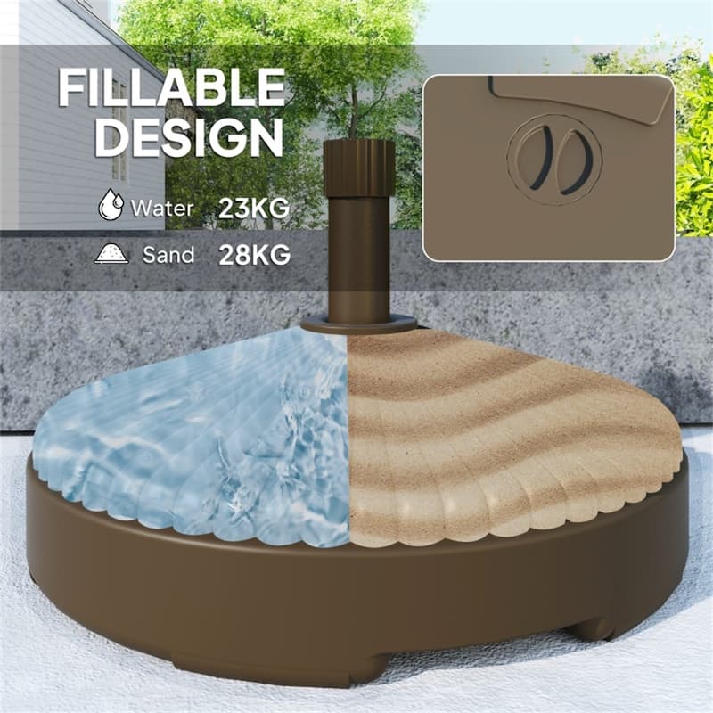 Outdoor Umbrella Base HDPE Patio Parasol Stand Fillable with Water or Sand - 21.7" x 11.8" H