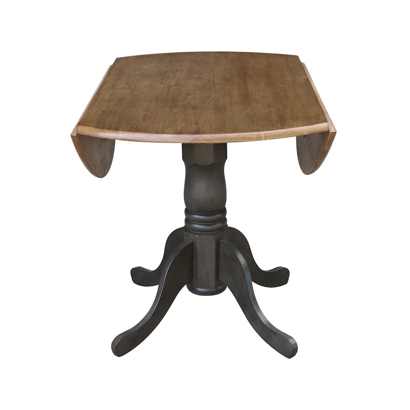 Round Pedestal Base Solid Wood 42-inch Drop-leaf Dining Table
