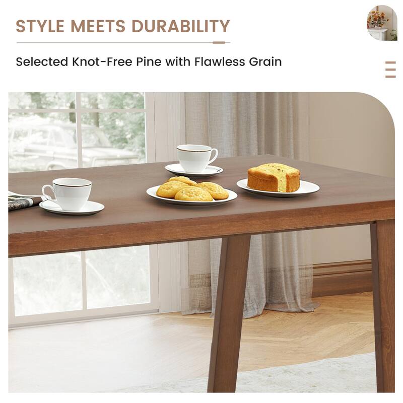 EROMMY Modern Dining Set - 72" Solid Wood Table & 4 Upholstered Chairs