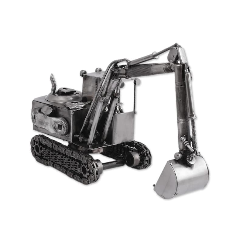 Novica Handmade Excavator Upcycled Metal Sculpture