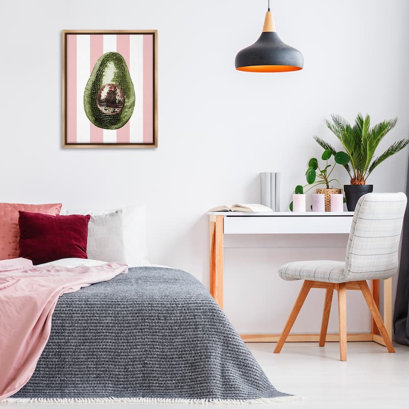 Stupell Disco Avocado on Pink Framed Floater Canvas Wall Art Design By Lil' Rue
