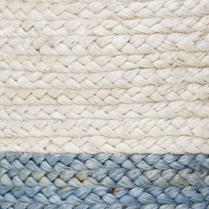 Sevita Two-Tone Off-White Jute Decorative Storage Basket with Handles