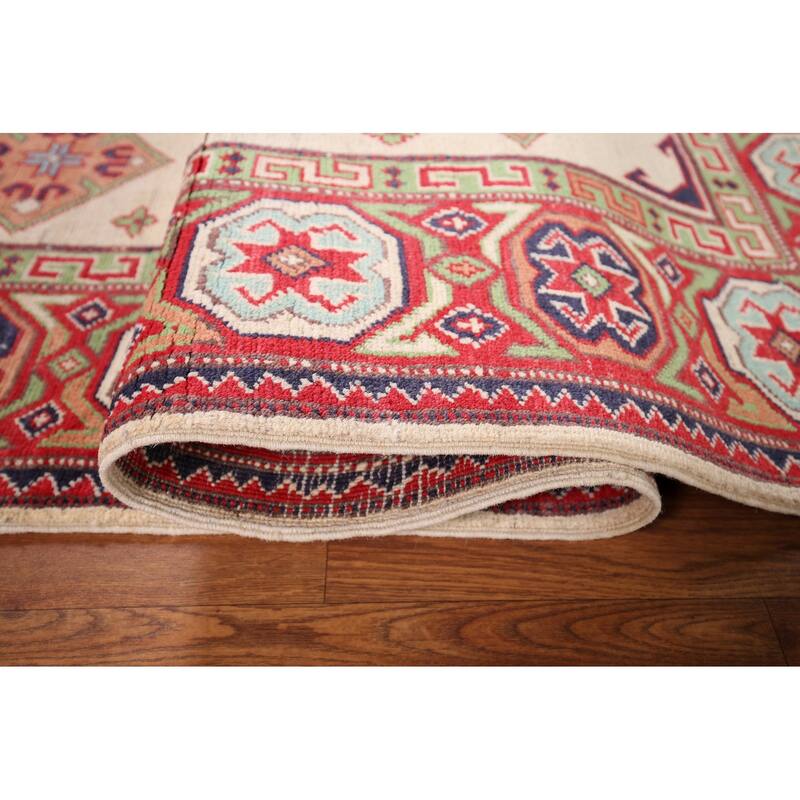 Beige Kazak Oriental Area Rug Handmade Traditional Wool Carpet - 4'10" x 5'9"