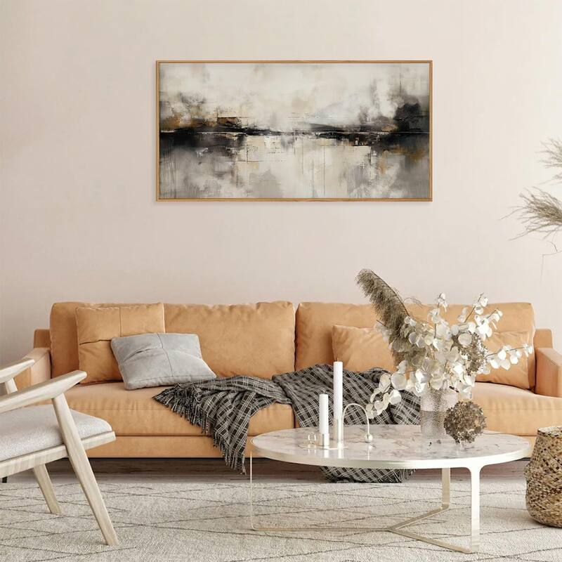 Abstract Gray Wall Decor,Minimalist Beige Wall Painting