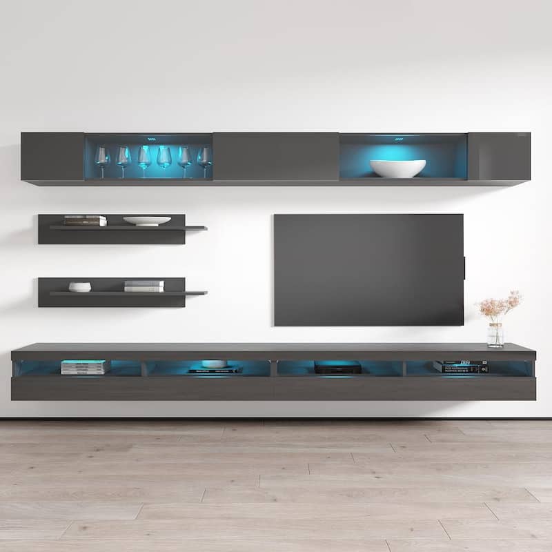 Fly I 35TV Wall Mounted Floating Modern Entertainment Center - I3 - Gray