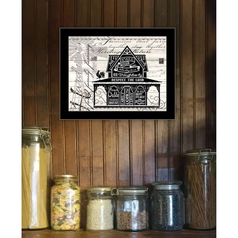 TrendyDecor4U Farmhouse "Y'ALL BLESSED FARMHOUSE" Framed Print Wall Art