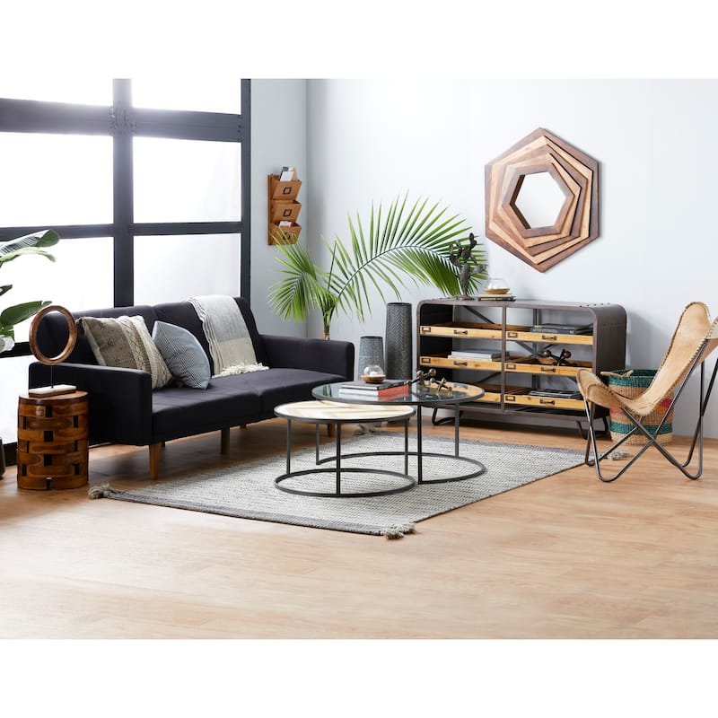 Wood Tealight Hurricane Lamp - Set of 2 Brown - Roche River Decor - 7"W x 7"L x 4"H