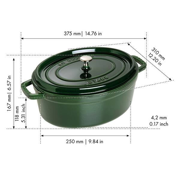 STAUB Cast Iron Oval Cocotte, Dutch Oven, 5.75-quart, serves 5-6, Made in France - 5.75-qt