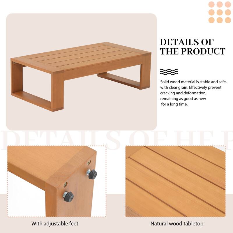 Outdoor Conversation Set 5-Piece Eucalyptus Wood 3-Seater Sofa Weather‑resistant Rope Weave Loveseat with Coffee Table