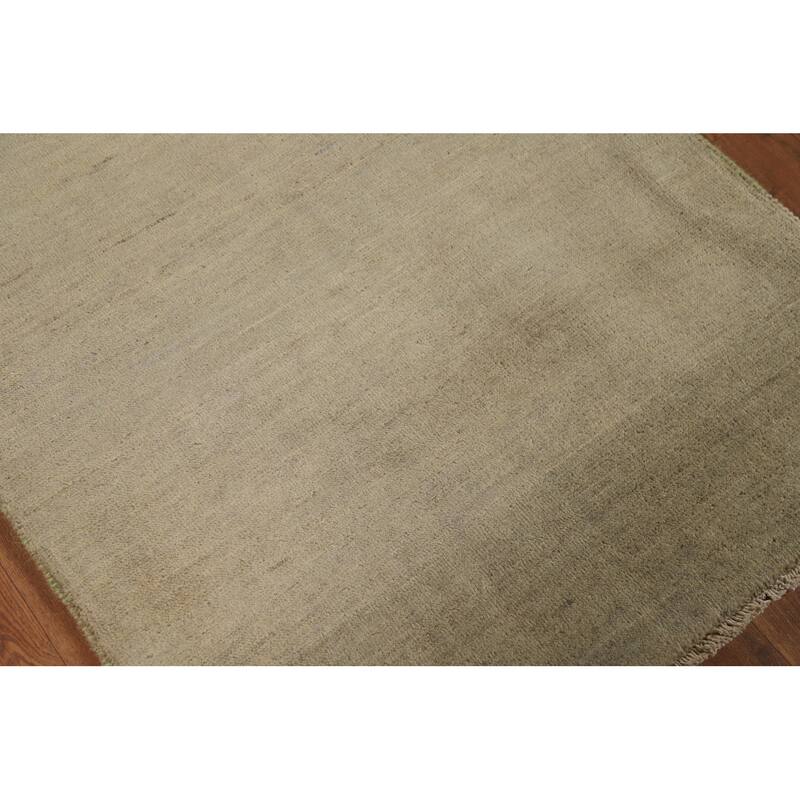Gabbeh Modern Foyer Rug Beige Handmade Wool Carpet - 2'8"x 3'11"