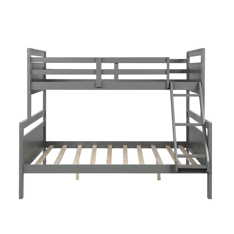 Twin over Full Bunk Bed with ladder, Safety Guardrail