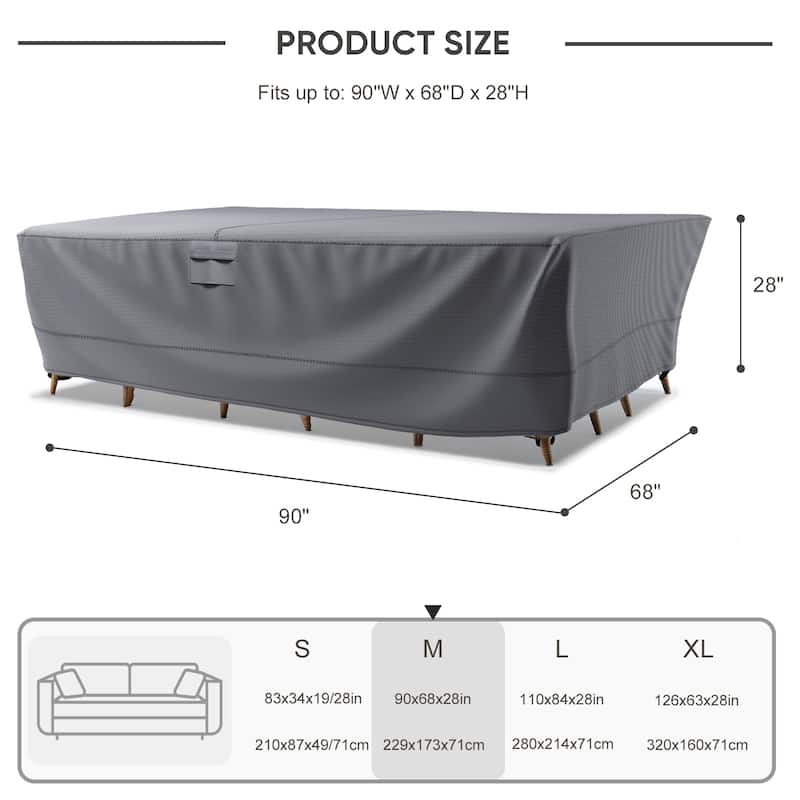 Meyreso Waterproof Heavy Duty Patio Furniture Cover, 600D Oxford, Breathable & Windproof