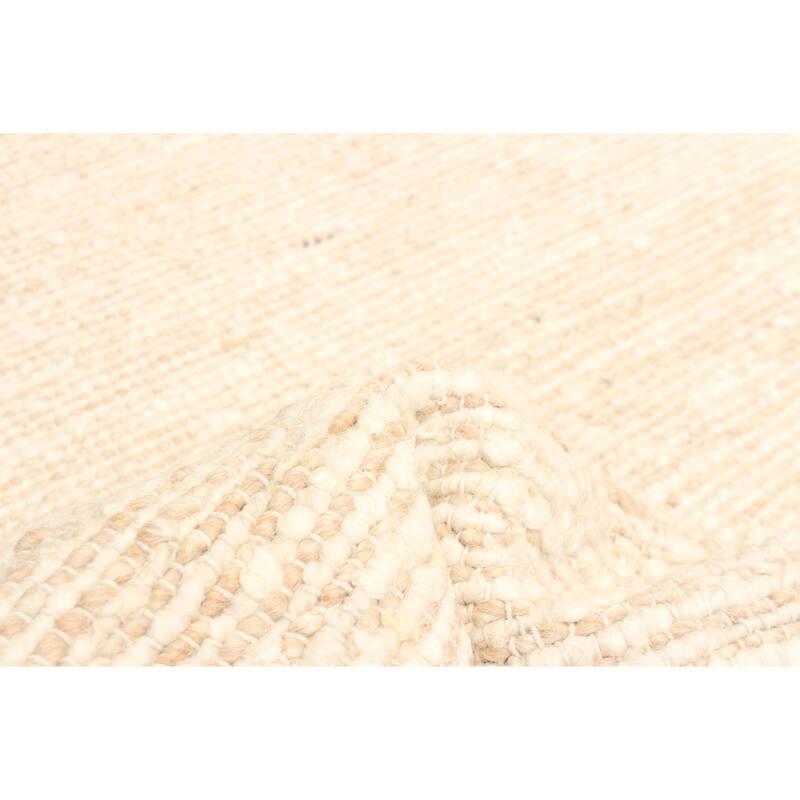 ECARPETGALLERY Braid weave Sienna Beige Wool Rug - 5'2 x 8'0