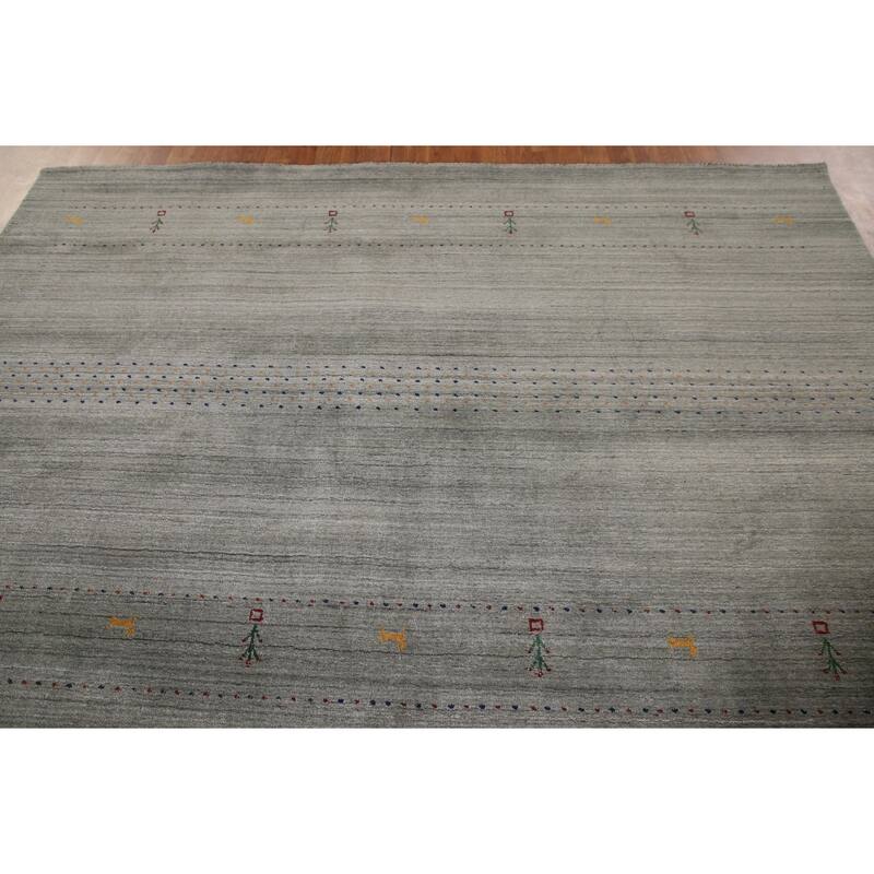 Gabbeh Indian Area Rug Hand-Knotted Wool Carpet - 8'3"x 9'10"