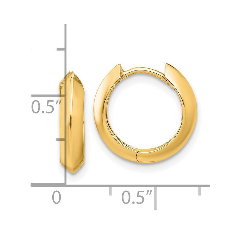 Curata 14k Yellow Gold Polished Hinged Earrings - 14.18x14.87mm