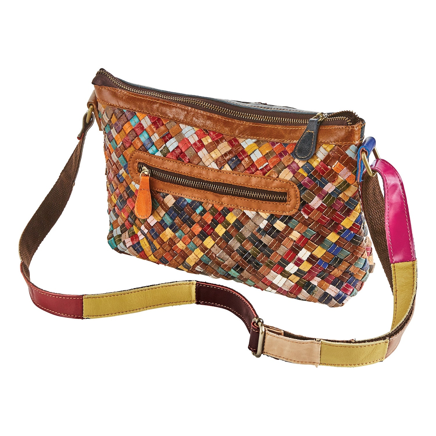 woven leather crossbody