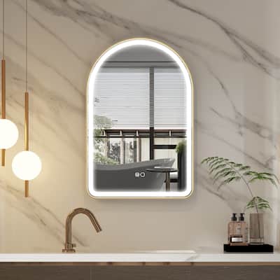 24/28''W X 36''H Wall Mounted Bathroom Framed LED Mirror With Memory Function,Anti-fog,Dimmable
