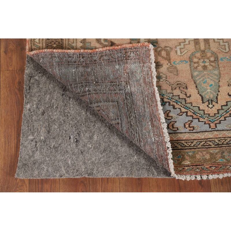 Geometric Hamedan Persian Vintage Runner Rug Handmade Wool Carpet - 3'5" x 9'3"