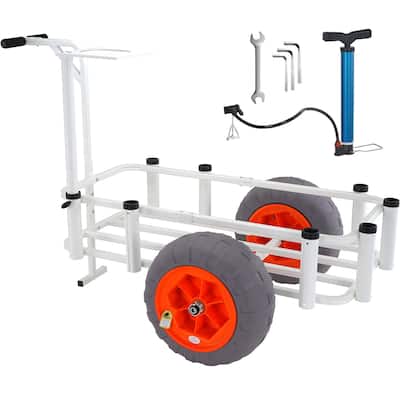 Beach Fishing Cart, 350 lbs Load Capacity, Fish and Marine Cart with Two 16" Big Wheels PU Balloon Tires for Sand