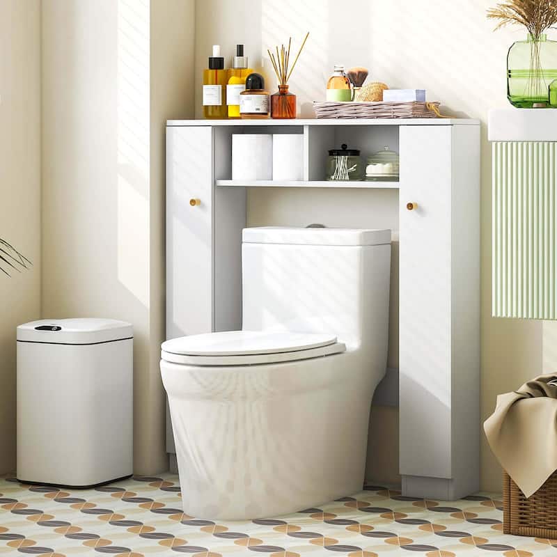 Costway Over The Toilet Storage Cabinet Double Door Bathroom Toilet - See Details