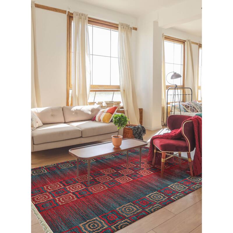 ECARPETGALLERY Flat-Weave Ankara FW Red Wool Kilim - 5'2 x 7'6