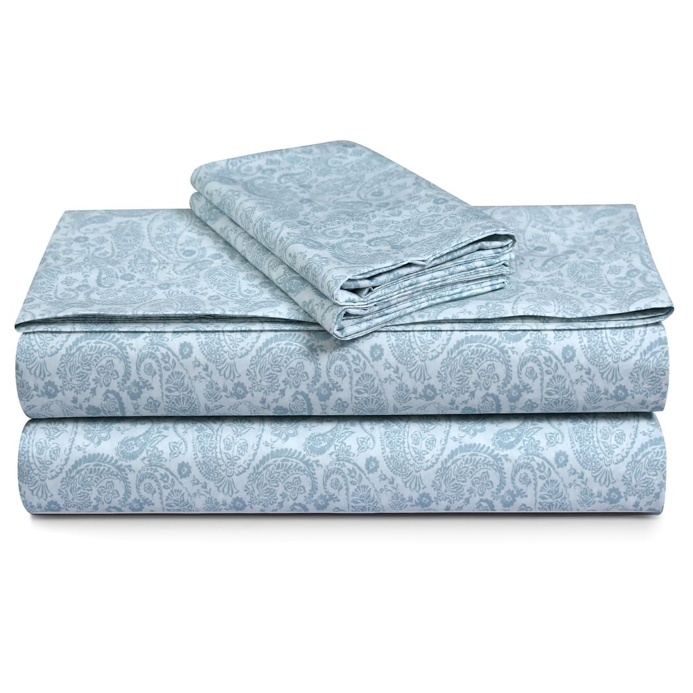 Solid or Printed 300 Thread Count Cotton Percale Extra Deep Pocket Sheet Set