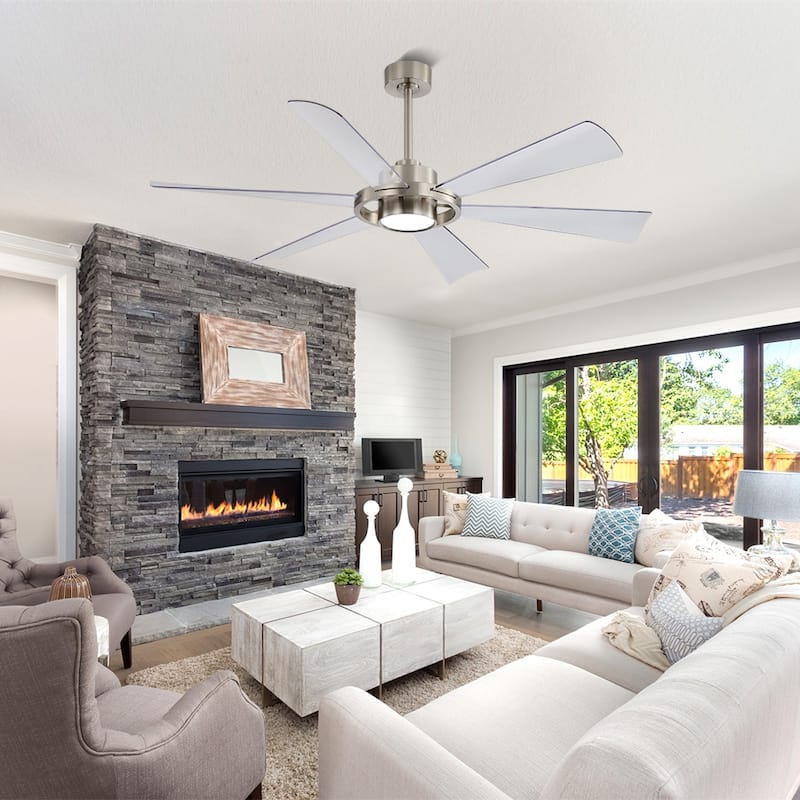 60 in. 6-Plywood Blades Indoor LED Ceiling Fan with Remote