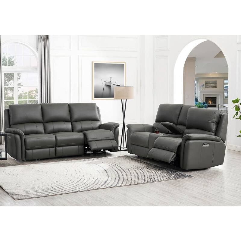 Hydeline Erindale Zero Gravity Power Recline and Headrest Top Grain Leather Sofa and Loveseat