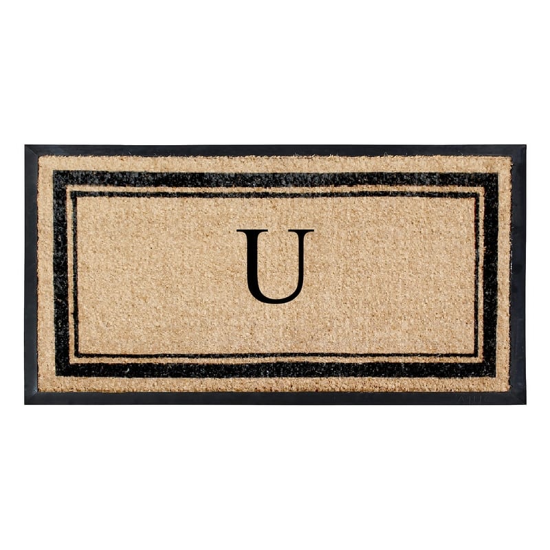 A1HC Picture Frame Natural Rubber & Coir Large Monogrammed Doormat 24"x48" - U