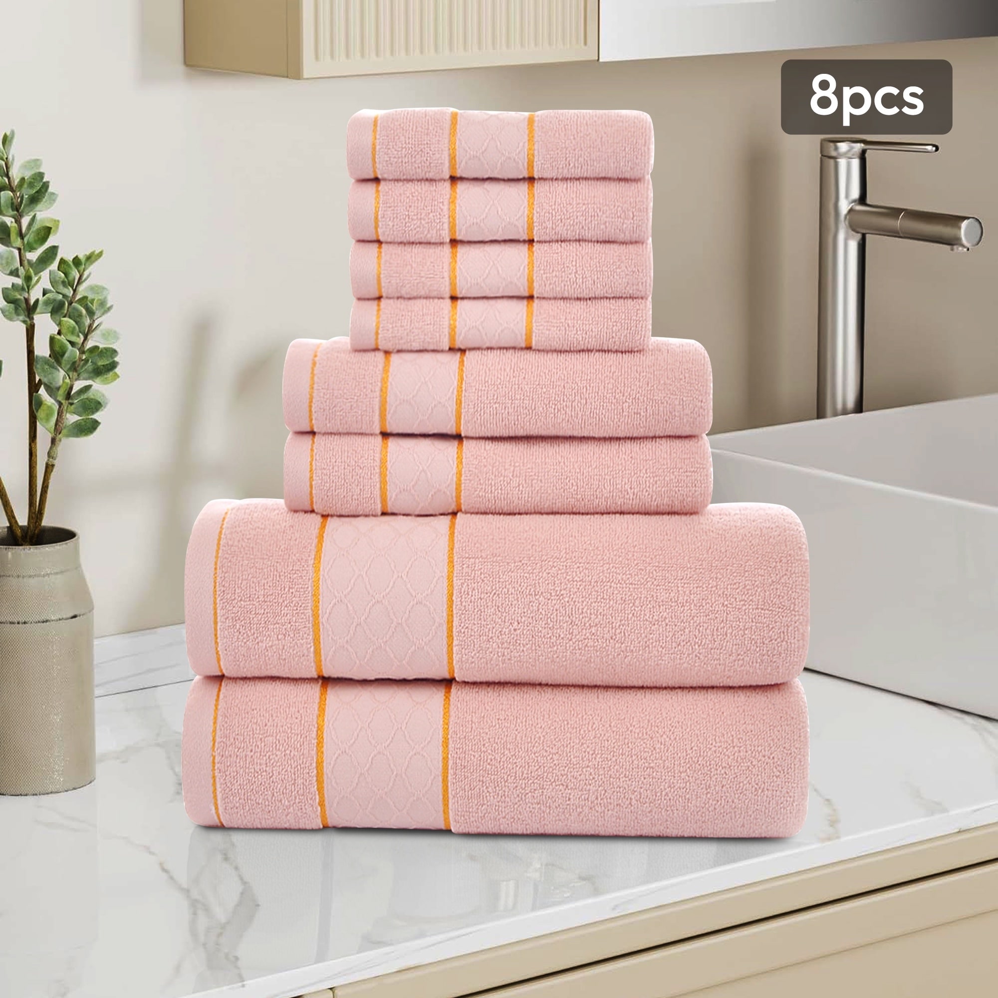 JML 8-Piece Cotton Bath Towel Set - Hotel Quality Bathroom Towels