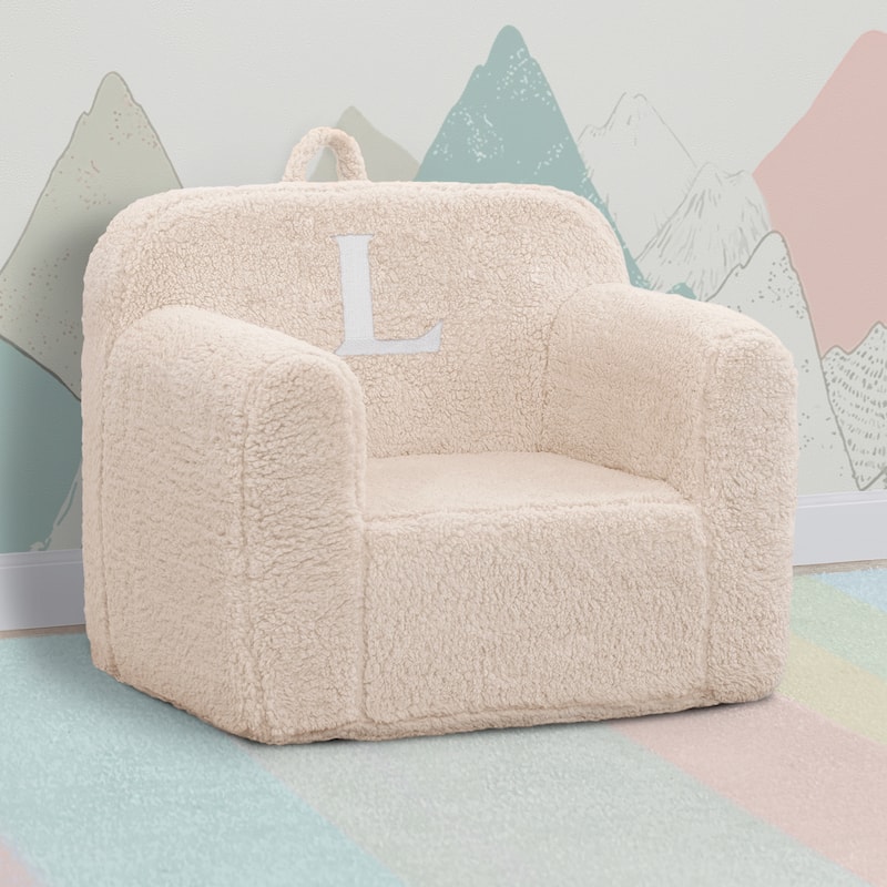 Personalized Monogram Cozee Sherpa Chair - Customize with Letter L - Foam Kids Chair for Ages 18 Months and Up