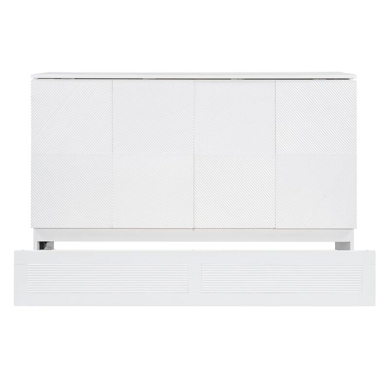Full/Queen Size Murphy Bed Wall Bed with a Large Storage Drawer, Space Saving Murphy Cabinet Bed w/ a set of Sockets & USB Ports