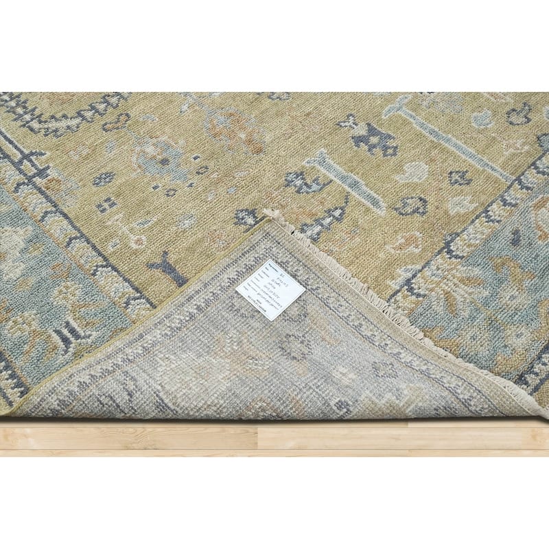 LoomBloom Multi Size Beige Hand Knotted Oushak 100% Wool Area Rug