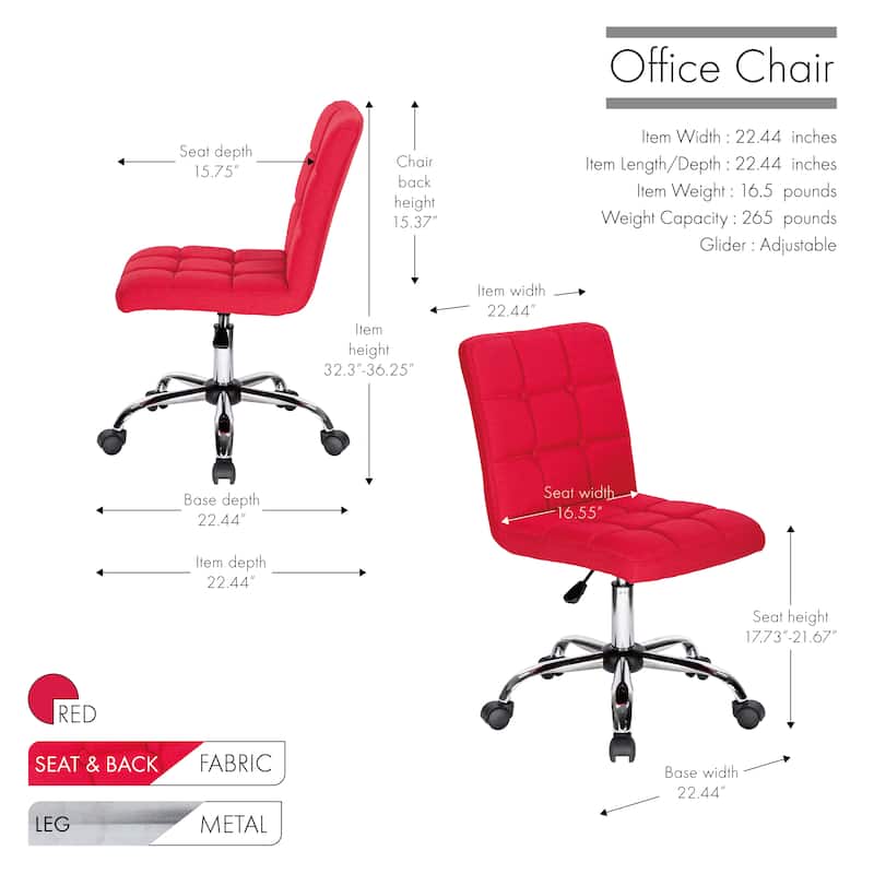 Porthos Home Alice Tufted Fabric Office Chair with Metal Base