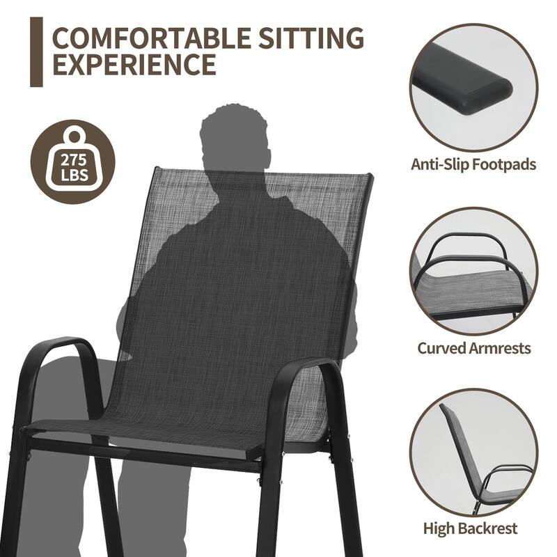 7/11 Pieces Patio Dining Set with Aluminum Rectangle Extendable Dining Table & 6/10 Textilene Dining Chairs