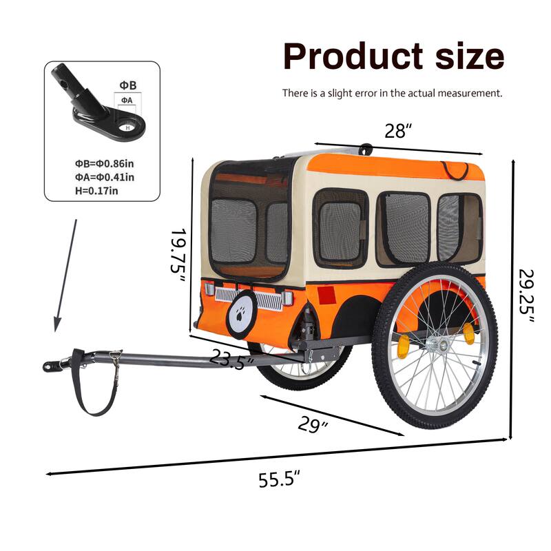 Large Folding Bike Trailer for Dogs, Heavy-Duty Steel Frame, Spacious Design, All-Terrain Cycling, Jogging & Camping Adventure