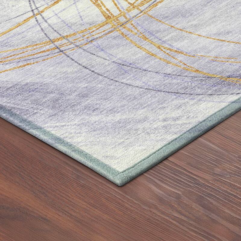 Machine Washable Indoor/ Outdoor Abstract Modern Chantille Rug