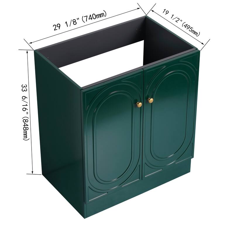 Modern 30 Inch Freestanding Bathroom Vanity Base without Sink, Storage Cabinet with Soft-Close Doors and Adjustable Shelves