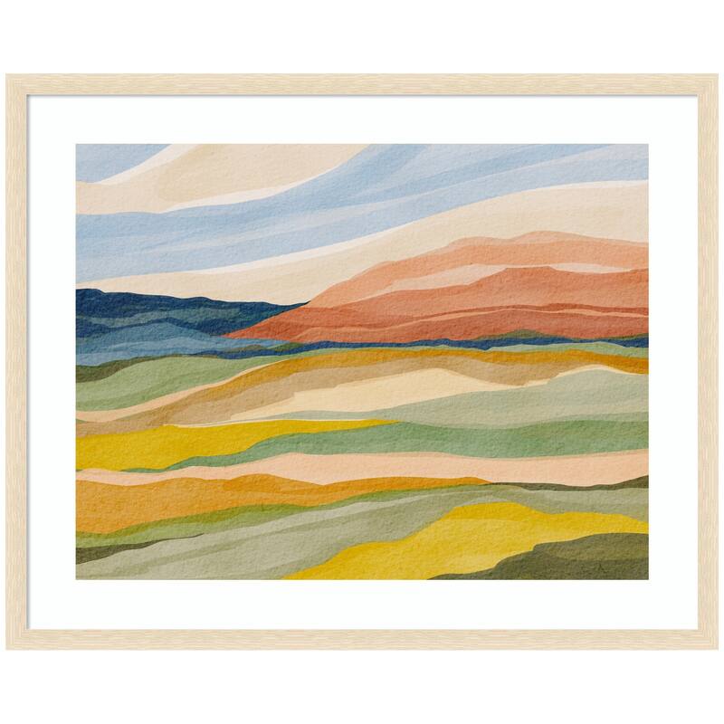 Kate and Laurel Framed Art Vibrant Rhythm by Nikita Jariwala - 42x34 - Natural