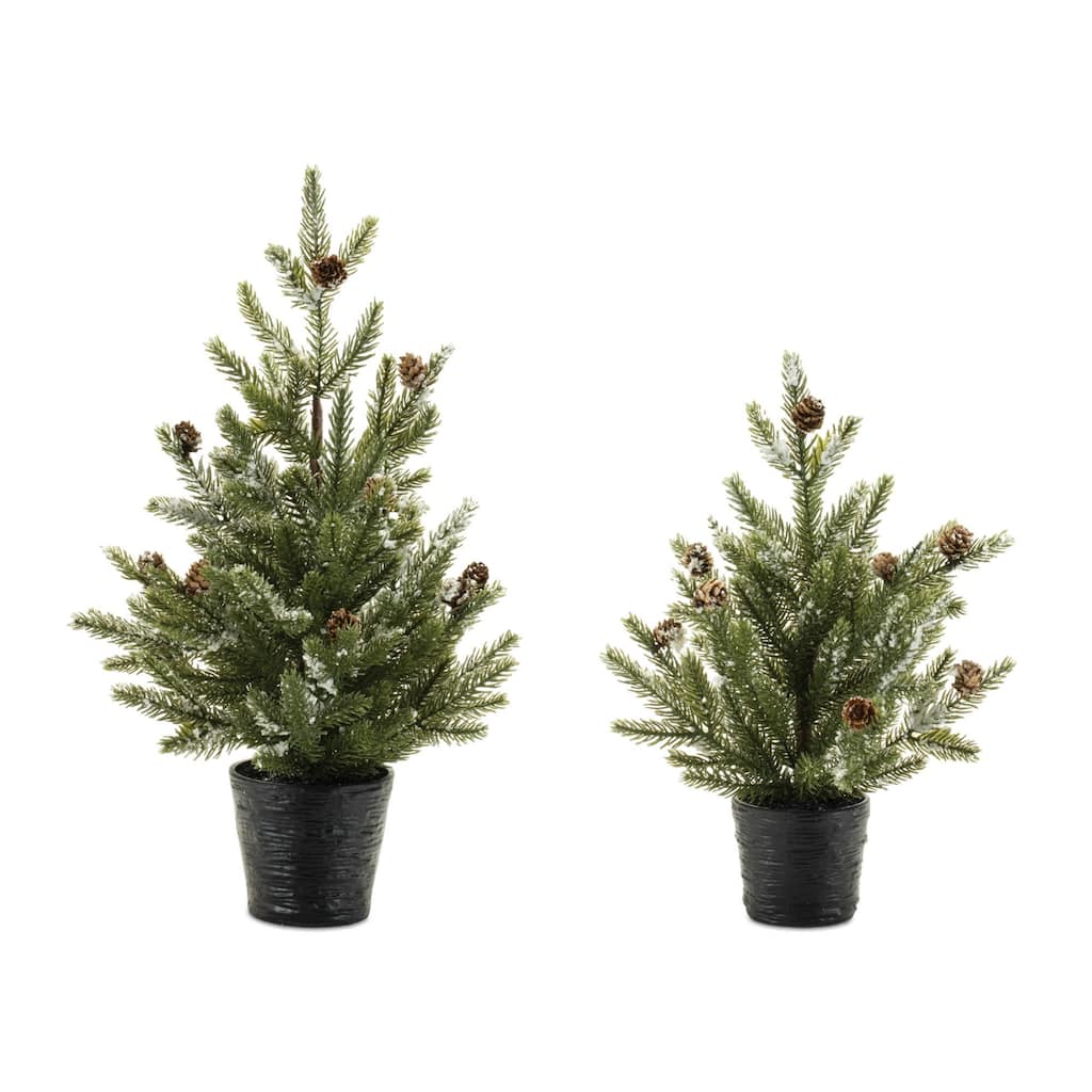Potted Mini Pine Artificial Christmas Tree - 20" - Unlit - Set of 2