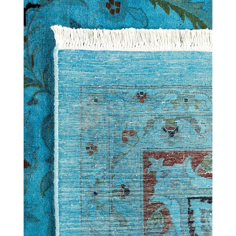 Overton Hand Knotted Wool Vintage Inspired Modern Contemporary Overdyed Blue Area Rug - 10' 3" x 14' 3"