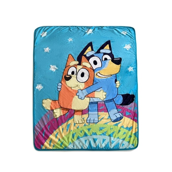 slide 2 of 4, Bluey Togetherness Silk Touch Sherpa Throw Blanket 60"x80" - Blue