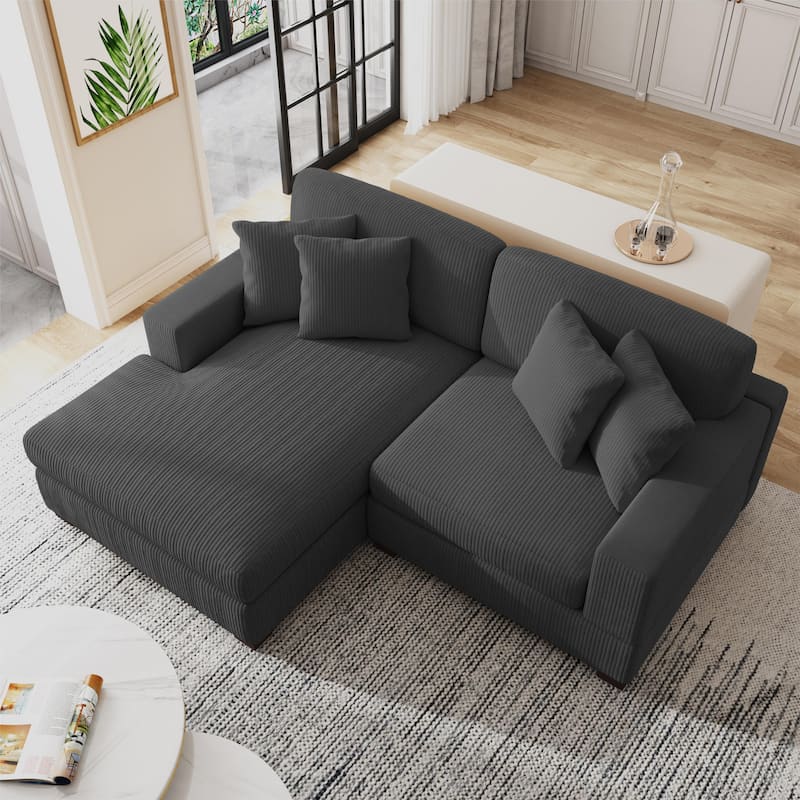 Modern Oversized Modular Sectional Sofa Set With Pillows - Grey-Chaise&Armchair