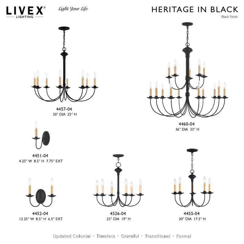 Livex Lighting 15-light Black Finish Chandelier, 4460-04 - 36" Dia. x 33" H
