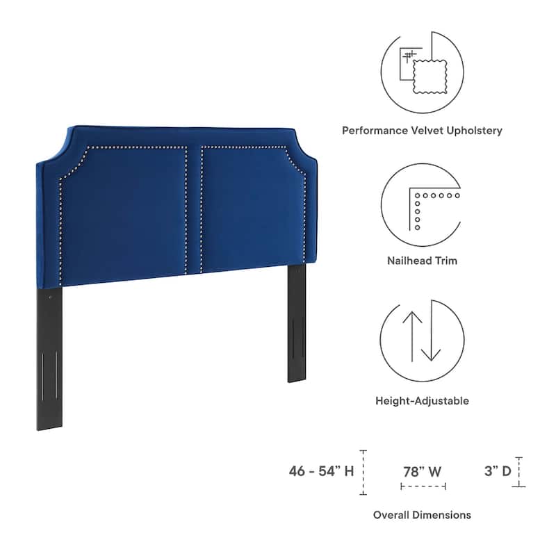 Cynthia Performance Velvet King/California King Headboard - Blue