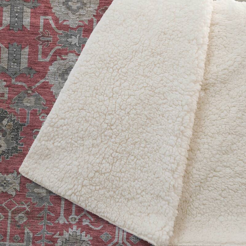Premium Machine Washable Boho Global Sherpa Throw Blanket