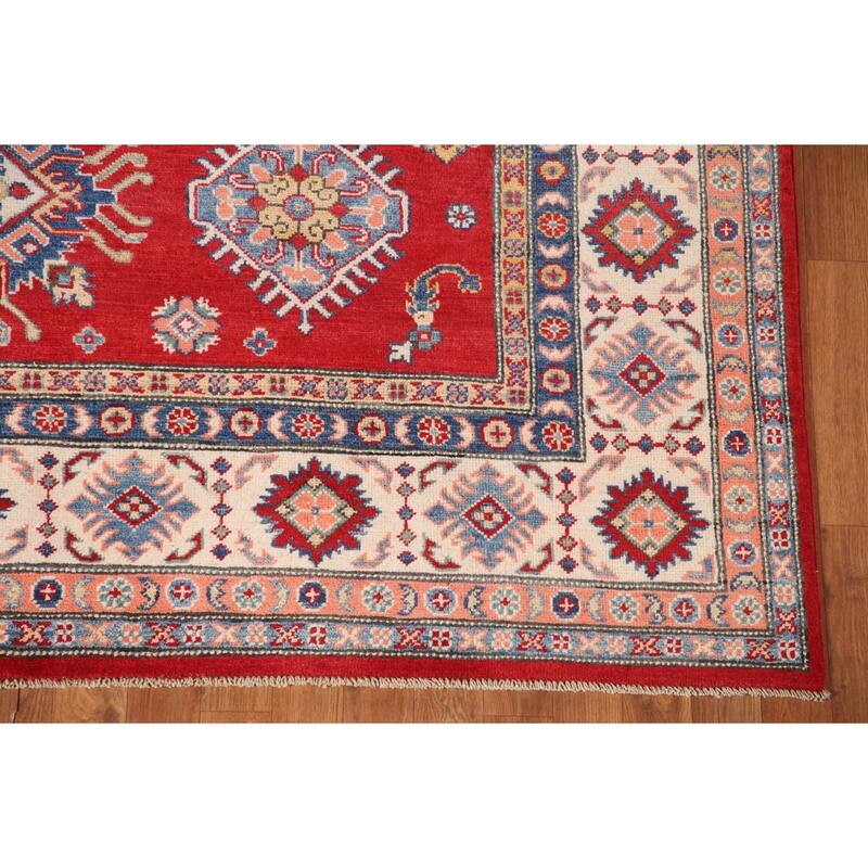 Red Traditional Kazak Area Rug Hand-Knotted Wool Carpet - 6'9" x 9'7"