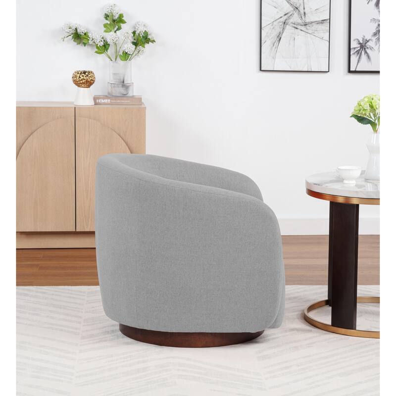 SEYNAR Modern Glam Boucle Fabric Round 360 Degree Swivel Barrel Chair