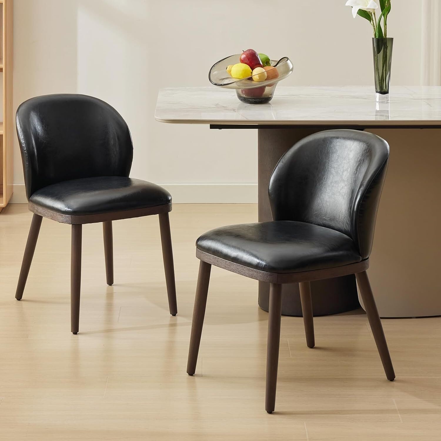 Modern Upholstered Kitchen Dining Chairs with Ergonomic Back Support